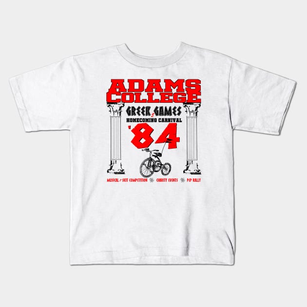 Adams College '84 Greek Games Kids T-Shirt by Dueling Decades